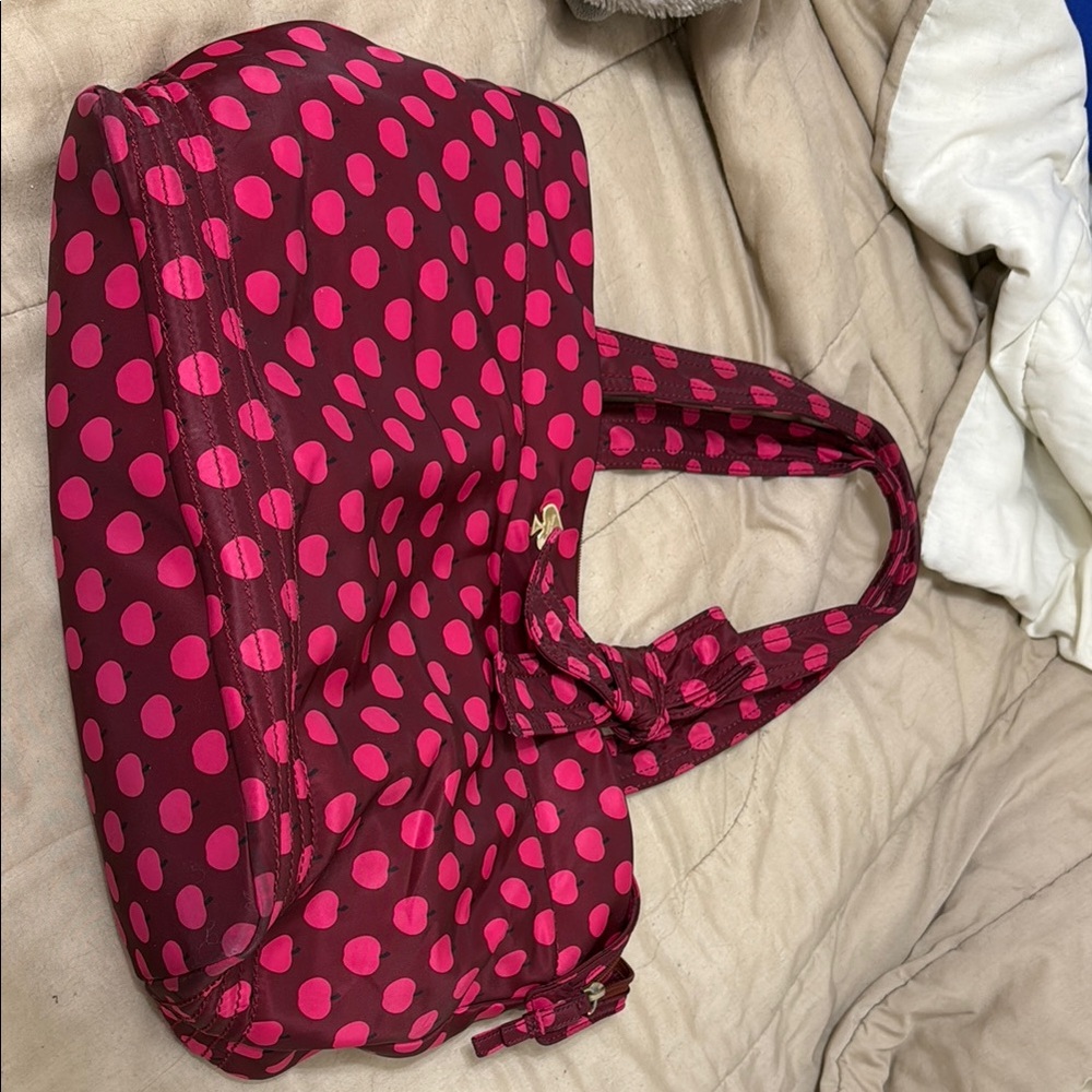 Kate Spade Stylish Pink Apple Polka Dot Diaper Bag